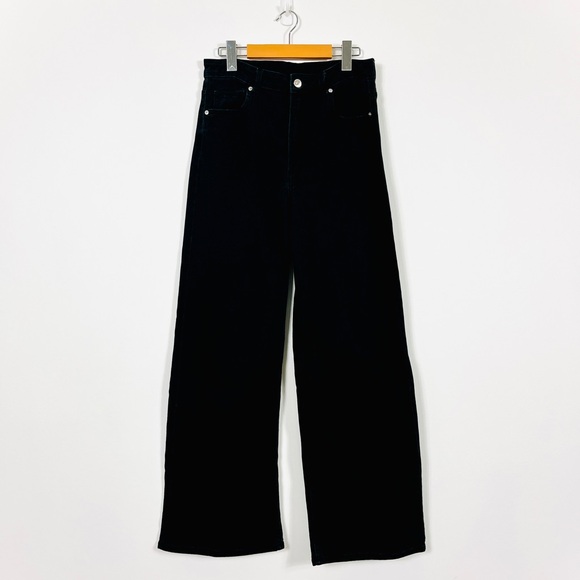 H&M Black Cotton Tweed Wide Leg Pants - Picture 1 of 3